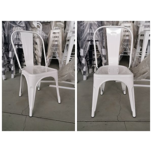 Chaise de salle à manger en métal empilable pour le ménage Chaises de bistrot en métal orange vintage