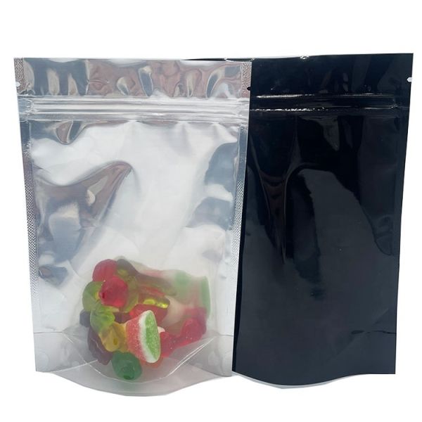 Packaging Multi Layer Custom Printed Smell Proof Transparent Glossy Black Plastic Stand up Pouch Cali Pack Mylar Bags for Candy Food Jewellery Package