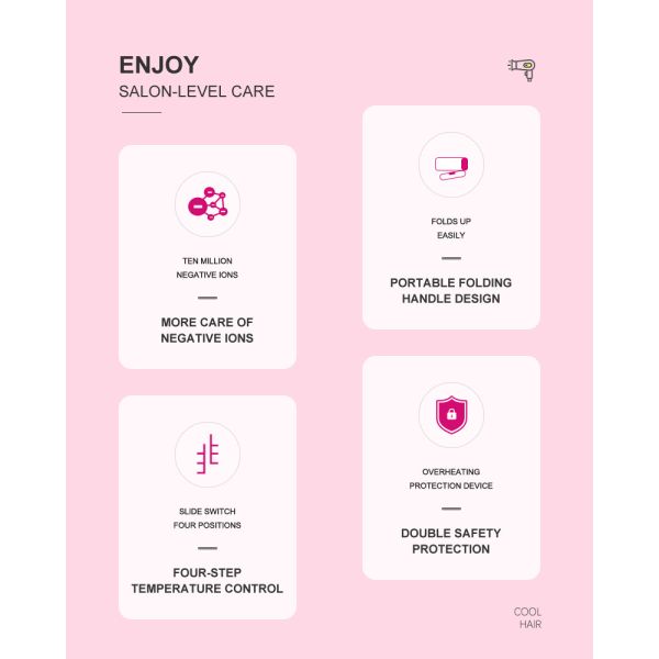 OEM ODM Hair Blow Dryer , 1000W Mini Folding Travel Hair Dryer