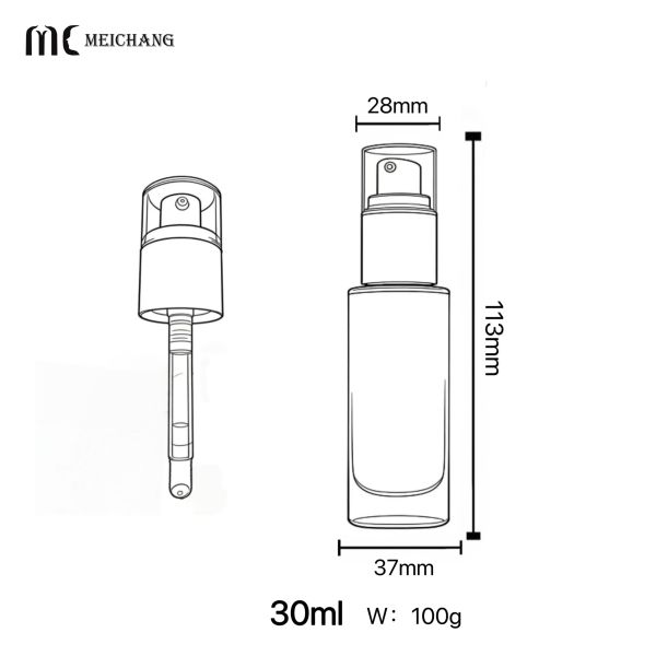 30ml 2-in-1 Foundation & Concealer Glass Bottle with Pump Brush Applicator(MC-1305)