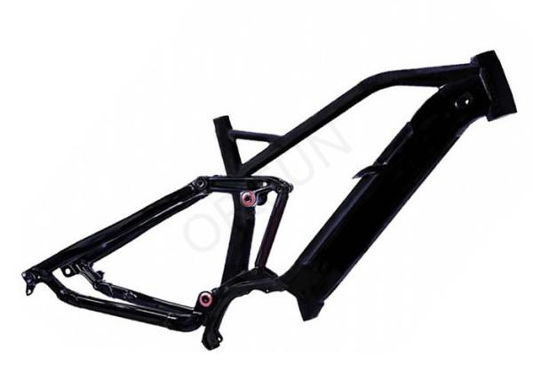Full Suspension Aluminum Alloy Bike Frame , 140 Mm Travel Black Bicycle Frame