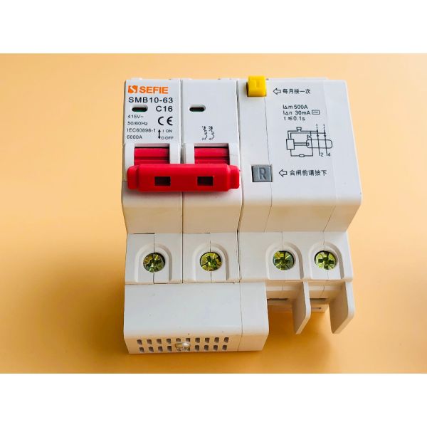 2P 25a RCBO Circuit Breaker Red Copper / 400V Din Rail Circuit Breaker