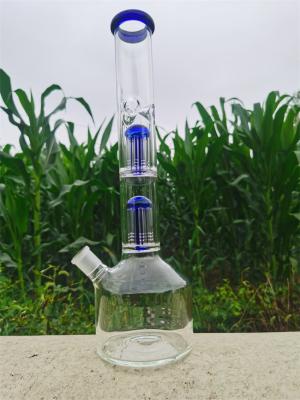 5mm Clear Glass Beaker Base Double Spiral Percolator Bongs 14 Inch