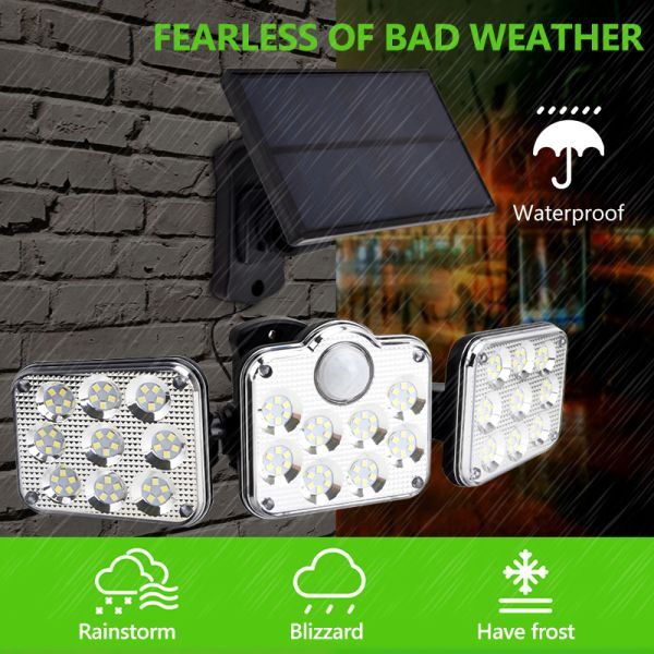 48.4W 6500K Solar Motion Sensor Wall Light 1200lm Solar LED Spotlight