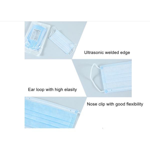 17.5x9.5cm Disposable Surgical Face Mask With 95% BFE