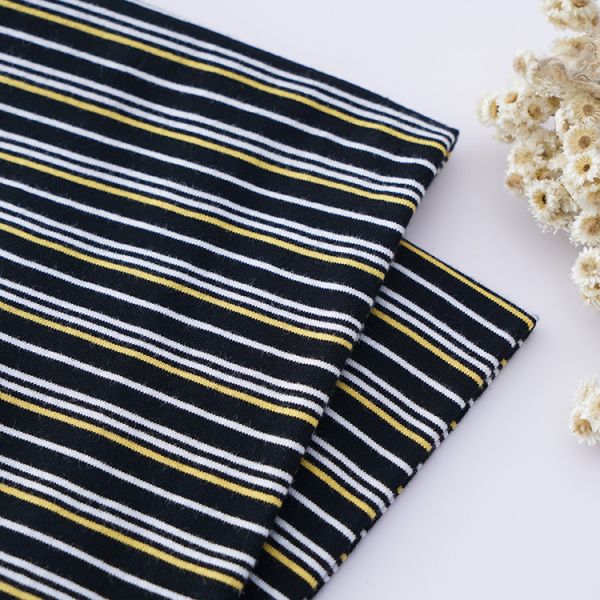 Высококачественный простой джерси 190гсм полосатый вязаный хлопчатобумажный ткань для футболок