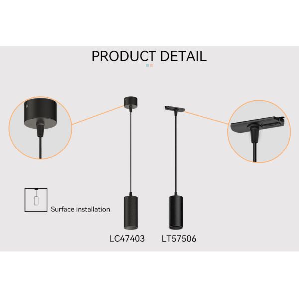 2700K-3000K-3500K Black Led Track Lighting Ocean Bound Track Lighting Pendants 6W