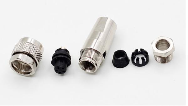 M9 Conector de metal macho Conector à prova d'água feminino Conector de metal blindado Recto ângulo