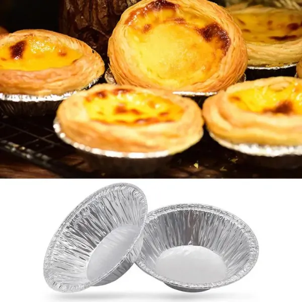 100pcs Disposable Aluminum Foil Tart Pan Mini Pot Plate Tin Pie Bake Tray Of Suitable