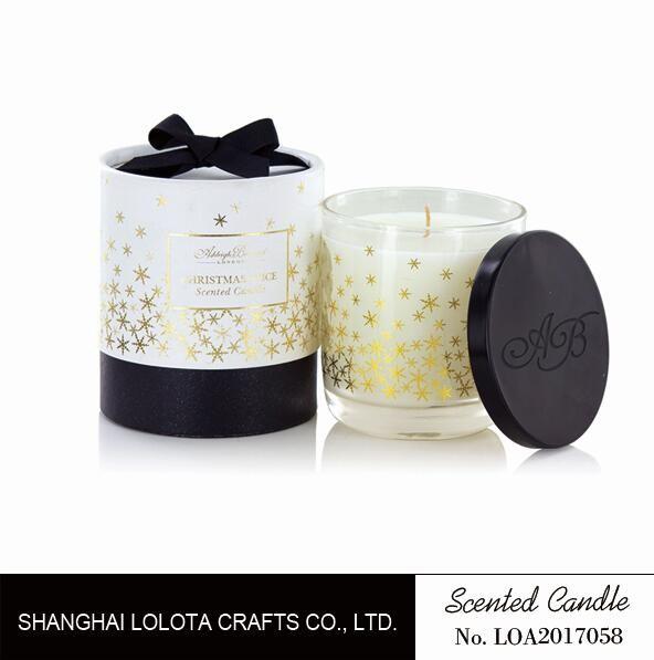 Top Cover Bottle Scented Small Jar Candles Clear Snow Golden Foil Pattern