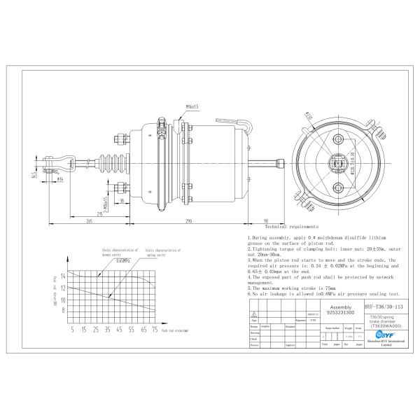 Тип 3630 DP тормозная камера для барабанных тормозных осей OEM 9253231300