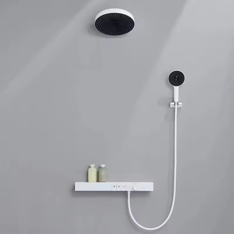 Round Head Shower Faucet Set with Exposed Feature With Slide Bar Function Hot Cold Water