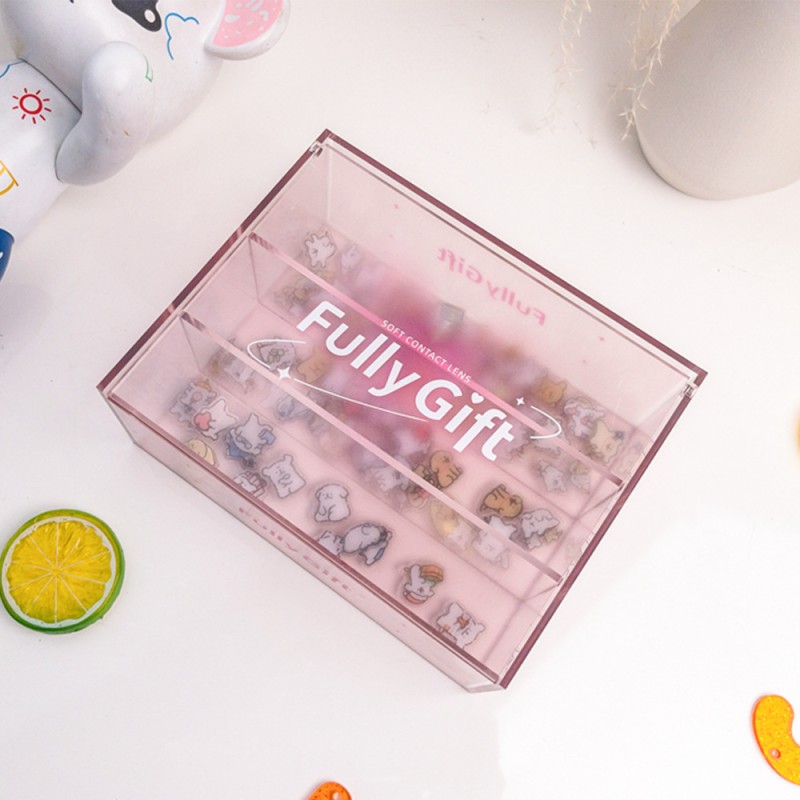 Modern Pink Acrylic Flip Case Rectangle Cell Storage Case for Contact Lens Injection Technics Multifunctional Design