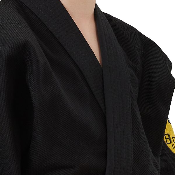 Shrink Proof 100% Cotton Black BJJ Gi With 350 GSM Pearl Weave For Boys And Custom Logo OEM Service