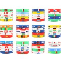 Custom Dia Nacional Pulseira de silicone FootBall Copa do Mundo bandeira nacional borracha Reino Unido EUA bandeira de país pulseira