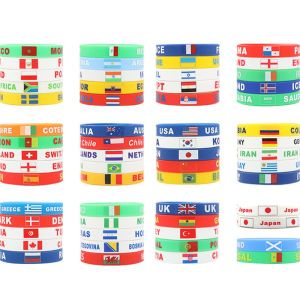 Национальный День Силиконовый браслет Футбол Кубок мира Национальный флаг Резина Великобритания США Страна Флаг Запястье