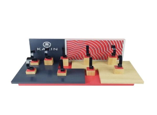Customize Wooden Counter Watch Holder Stand Black  Red Assemble Luxury Acrylic Tray