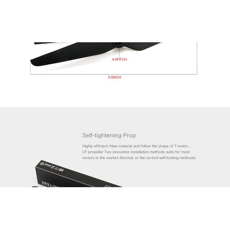 Wholesale Price T-MOTOR T9545-B Polymer Straight High Efficient Self-tightening CF Uav Drone Cheap Propeller