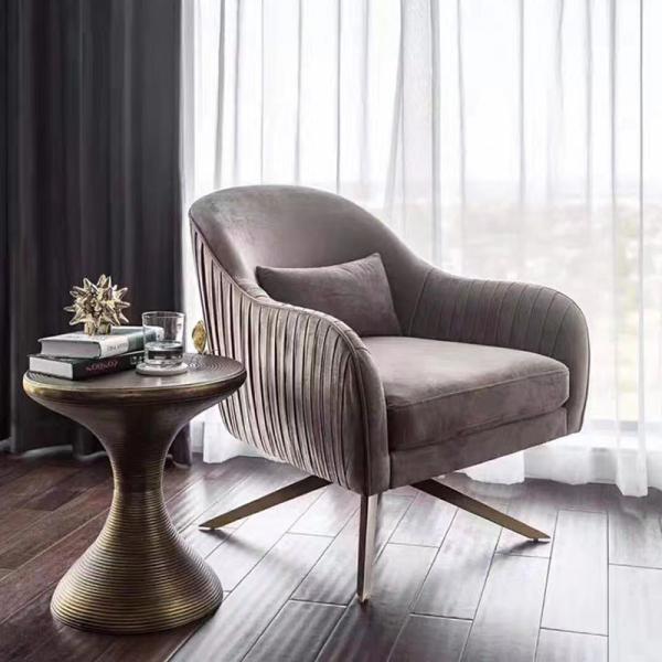 360-Degree Velvet Swivel Leisure Chair With Armrests,Luxurious And Cozy Touch