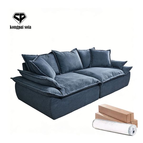 Compression Vacuum Sofa Set Home Furniture Modular Modern Luxury Corduroy 3 Seater Sponge Couch Living Room Frameless Sofa