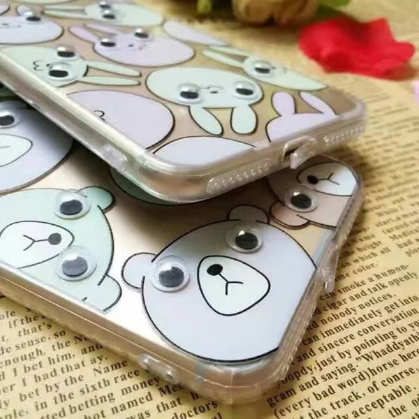 Acrylic Cartoon Moving Eyes Back Cover Cell Phone Case For iPhone 7 6s Plus 5s