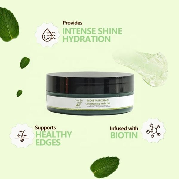 Transparent customize 4oz extra firm conditioning shining hair styling gel for 4c hair
