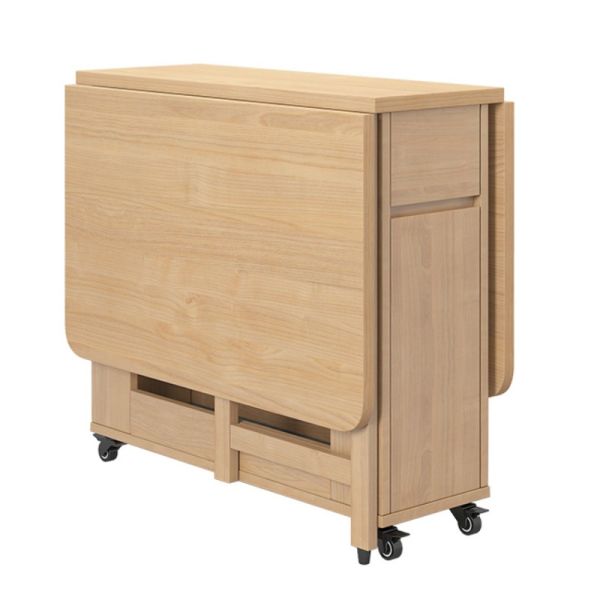 Folding Kitchen Dining Table, Wooden with Storage Extension Chairs, Eating, Study Working Platform Drawer