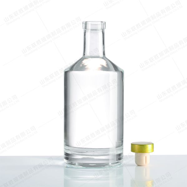 Material del cuerpo Vidrio Botella vacía redonda para vino Gin Ron Brandy Vodka Liquor 750ml 500ml
