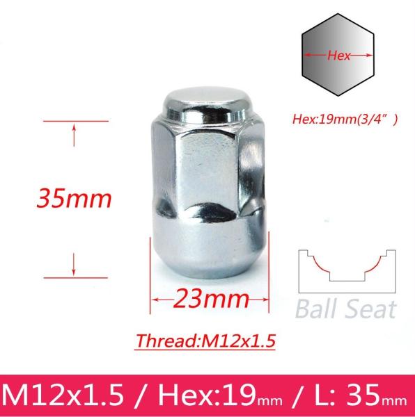 Silver Wheel Lug Nuts 2.3 Cm Width , Honda Accord Wheel Rims With Ball Seat
