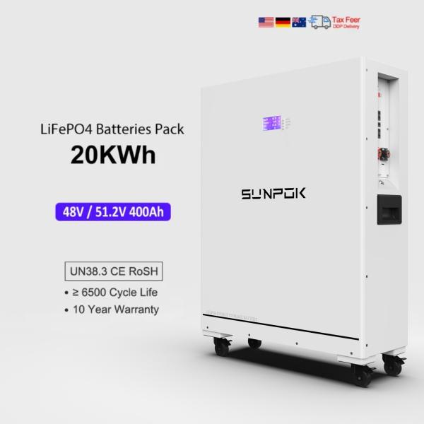 Batterie au lithium de type vertical 20KWH 51.2V 400Ah Pack de batterie Lifepo4 domestique Batterie de stockage d'énergie solaire pour la maison