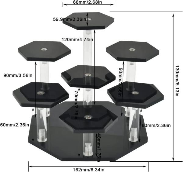 Black Acrylic Display Risers Stands Desktop Toy Action Figure Tiered Shelves