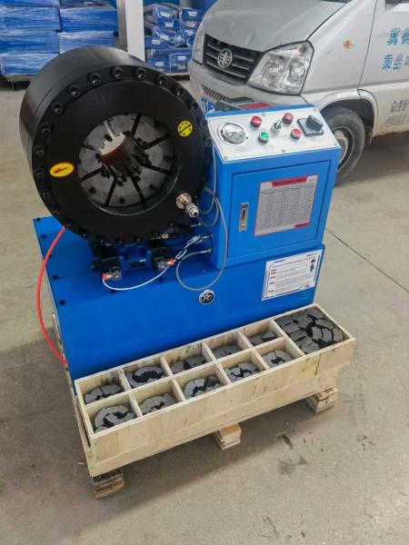 Hydraulic 3 Inch And 4 Inch Electric Shorter Model Button System Blue Color Industrial Braided Hose Crimping Machine 3kw Compact Structure
