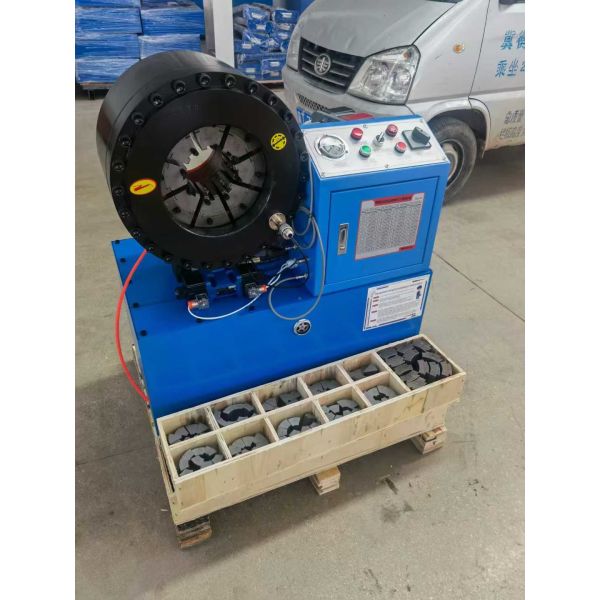 Hydraulic 3 Inch And 4 Inch Electric Shorter Model Button System Blue Color Industrial Braided Hose Crimping Machine 3kw Compact Structure