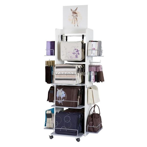 Movable Retail Store Fixtures , Freestanding Bag Merchandising Metal Wire Retail Store Shelving