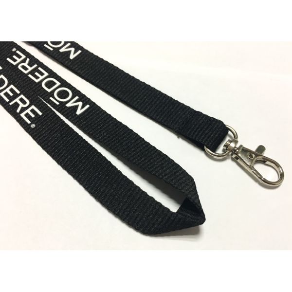 Metal Hook Black Print Custom Polyester Lanyards For Business Activity Event