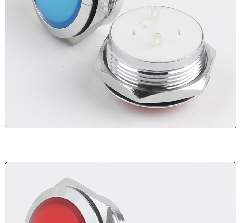 22mm Spherical Metal LED Indicator Lamp 24V 220V Solder Pin Industrial Signal Light Red Green Yellow Blue White