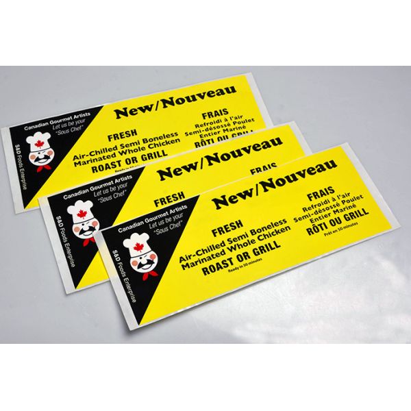 Glossy waterproof self adhesive artpaper food product packaging sheet labels printing