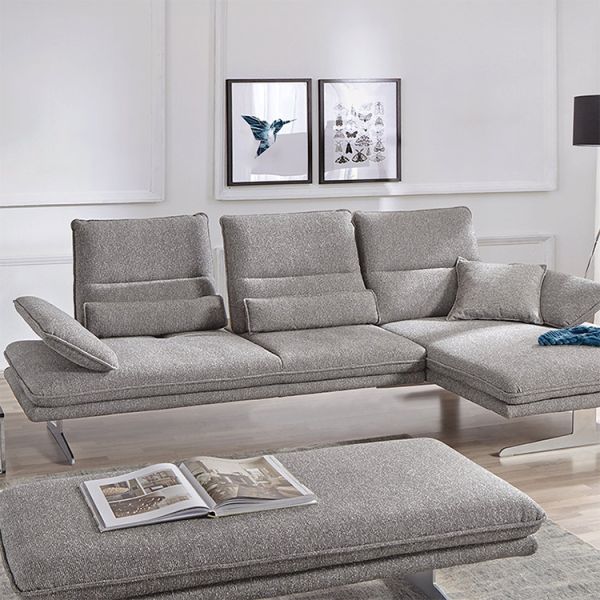 Modern Italy Synthetic Leather Sofa L Shape Villa Adjustable Armrest Lounge Sofas