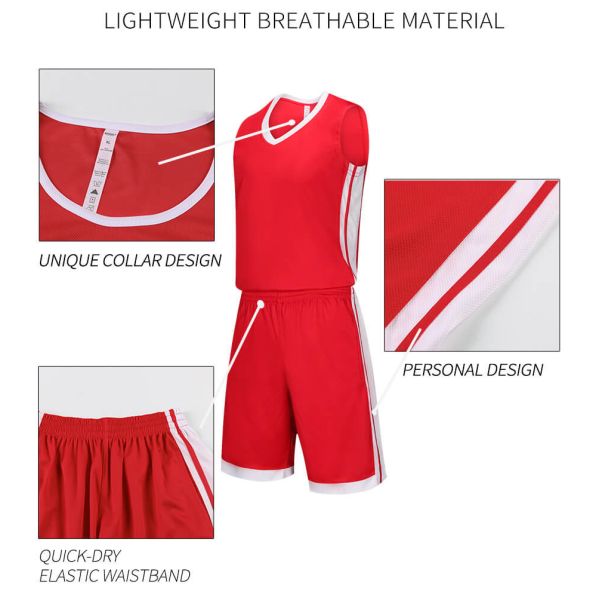 Red Blue Sublimation Basketball Jersey Oem Logo Printing Sleeveless Muilt Color