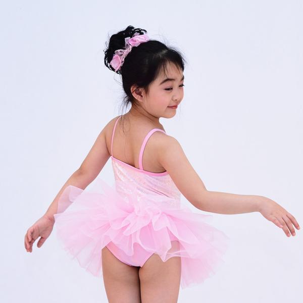Baby Pinky Floral Banded Waist Tutu Dress Kids Dance Costumes Dress for Girls