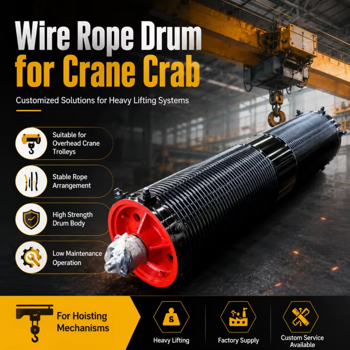 Customized Crane Crab Wire Rope Drum for Heavy Lifting Applications
