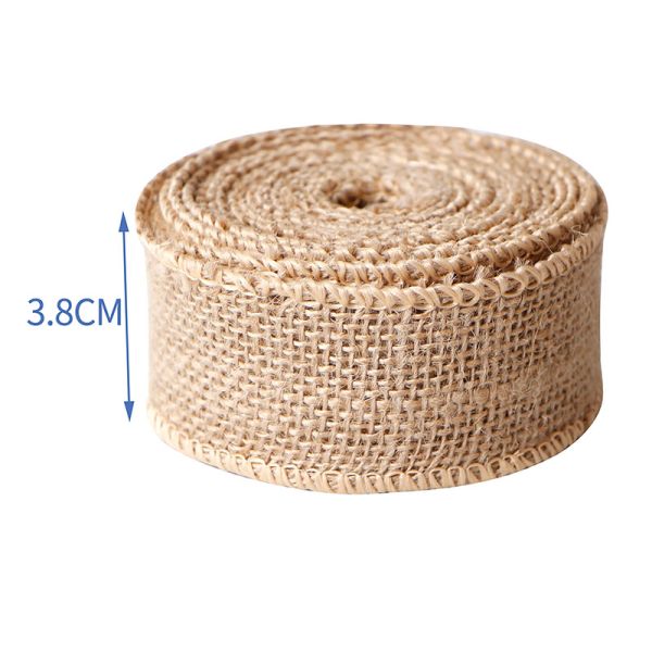 Штрих из натурального ютового ткани с проводной лентой и ленточным роллом для декорации