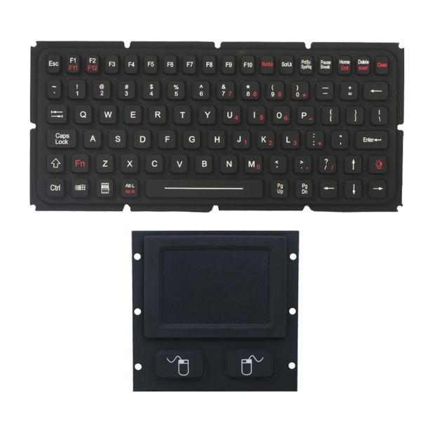 Illuminated IP65 ruggedized silicone rubber 83 keys keyboard for military computer