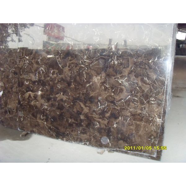 Light / Dark Brown Gloss Marble Floor Tiles Indoor Decoration For Wall / Stair