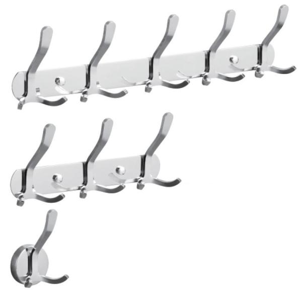 Chrome Plating Silver Stainless Steel Bathroom Towel Hooks Waterproof Multipurpose