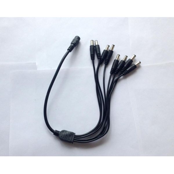 1 Male to 8 Dual Female Splitter Cable for 5.5mm/2.1mm CCTV Camera DC Power CE Approved