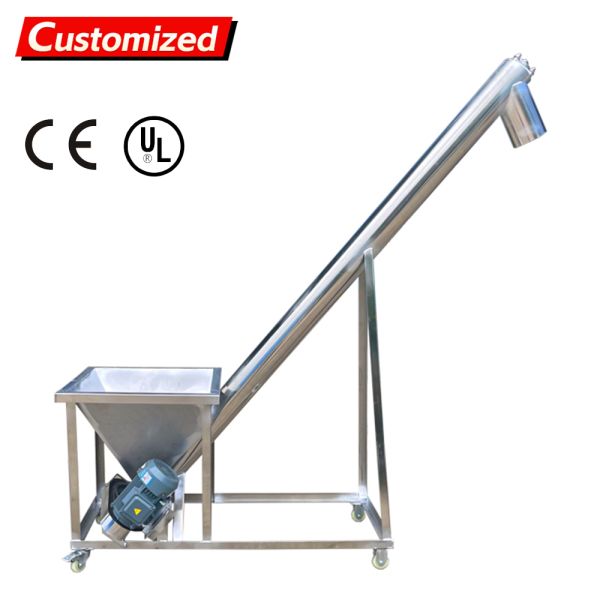 Customized Stainless Steel Screw Conveyor with Hopper for Food Grade Material Handling