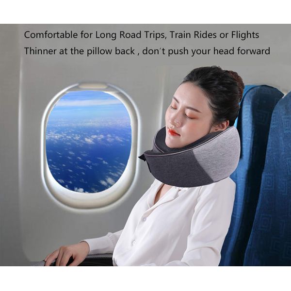 500TC U-Shape Memory Foam Neck Support Pillow with Pocket and 100% Cotton Pillowcase