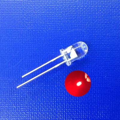 5mm através de Diodo LED 630nm Cor Vermelha 120deg 3-5LM Lente Redonda Limpa Para Iluminação de Indicador