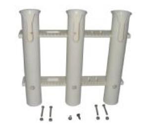 3 POLE TUBE RACK FISHING ROD HOLDER w/ MOUNTING BRKT KNIFE/PLIER HOLDER WHITE